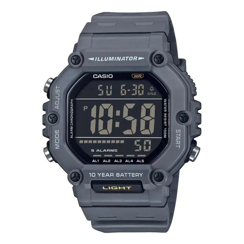 Reloj Digital Casio Illuminator Para Hombre, Resistencia Al Agua 100m Gris Oscuro Azul Acero
