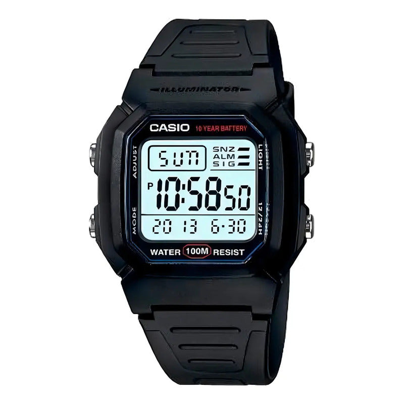 Reloj Pulsera Casio Digital Con Correa De Resina Color Negro - Fondo Blanco