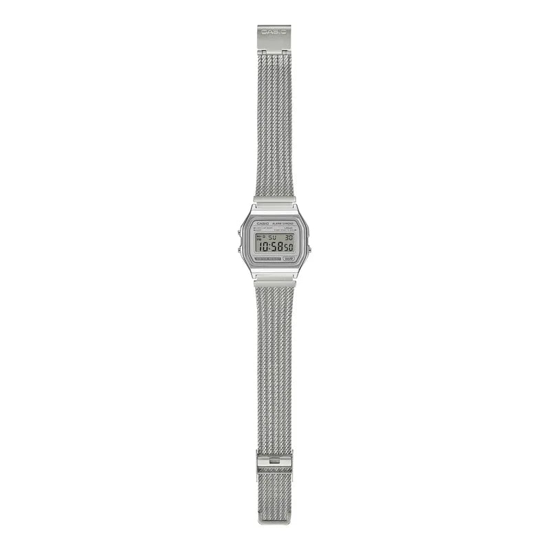 Reloj Casio Digital Plateado De Acero Inoxidable A-158wem Unisex