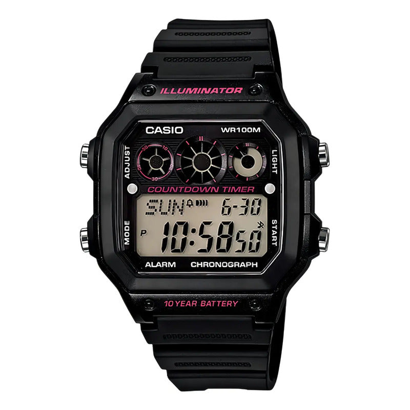 Reloj Pulsera Digital Casio Ae-1300wh-1a2 Con Correa De Resina Color Negro
