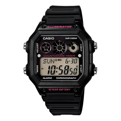Reloj Pulsera Digital Casio Ae-1300wh-1a2 Con Correa De Resina Color Negro