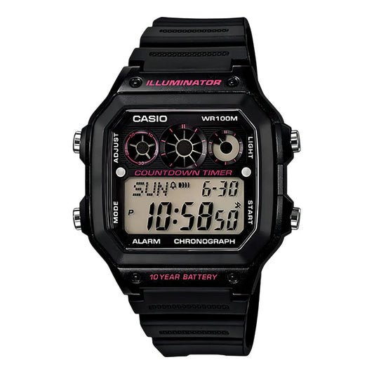 Reloj Pulsera Digital Casio Ae-1300wh-1a2 Con Correa De Resina Color Negro