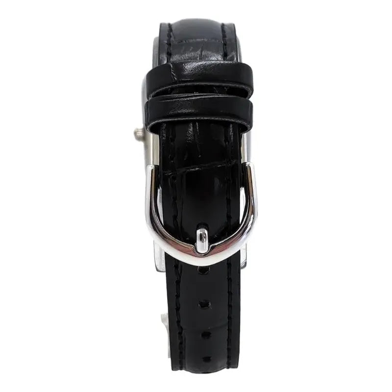 Reloj Casio Dama Correa Piel Genuina Ltp-v007l-1bu Negro Plateado