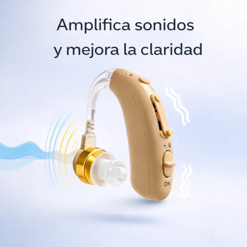Audífono Amplificador Auditivo Recargable Galaad Con Reducción De Ruido Para Sordera Marrón Claro