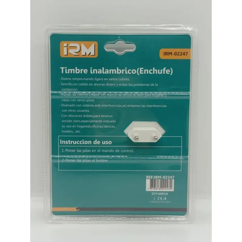 Timbre Para Puerta Irm 02247 Inalámbrico Blanco