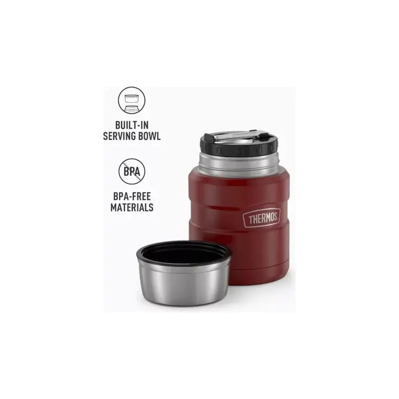 Termo De Comida Thermos Con Cuchara Aislado Al Vacío, 470ml Rojo