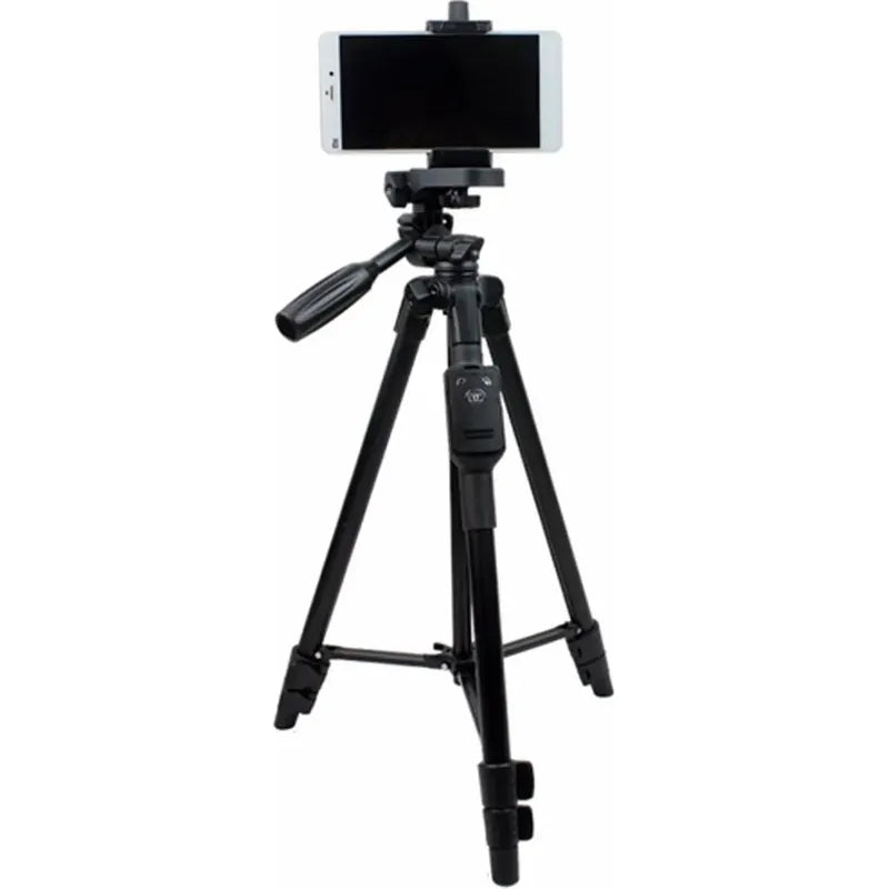 Trípode Profesional Con Bluetooth Para Celular Y Cámara, 128 Cm De Altura, Negro
