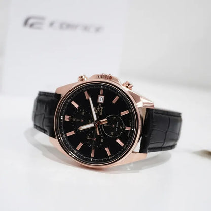 Rejoj Casio Edifice Efv-610ecl-1a Crono Dorado Malla Negro