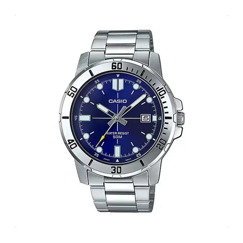 Casio Mtp-vd01d-2ev Reloj Hombre Sumergible Analogico Acero Inox Plateado Negro