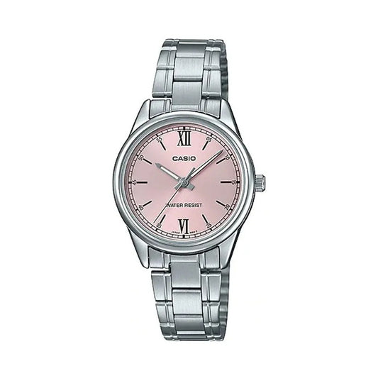 Reloj Mujer Casio Ltp-v005d-4b2 Relojesymas Color De La Correa Plateado Color Del Bisel Plateado Rosa