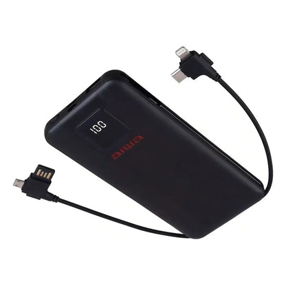 Cargador Portátil Aiwa 10.000 Usb 4 En 1 Universal Paw-230 Color Negro