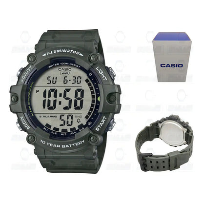 Reloj Casio Digital Ae2000 Hombre *watchsalas* Full Color Del Fondo Negro Ae-1500whx-3a Verde Oscuro