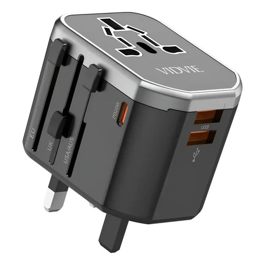 Adaptador Cargador Universal De Viaje Usb Vidvie  Ta4404 Negro