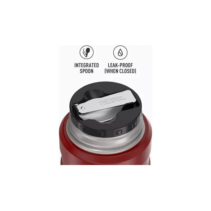 Termo De Comida Thermos Con Cuchara Aislado Al Vacío, 470ml Rojo
