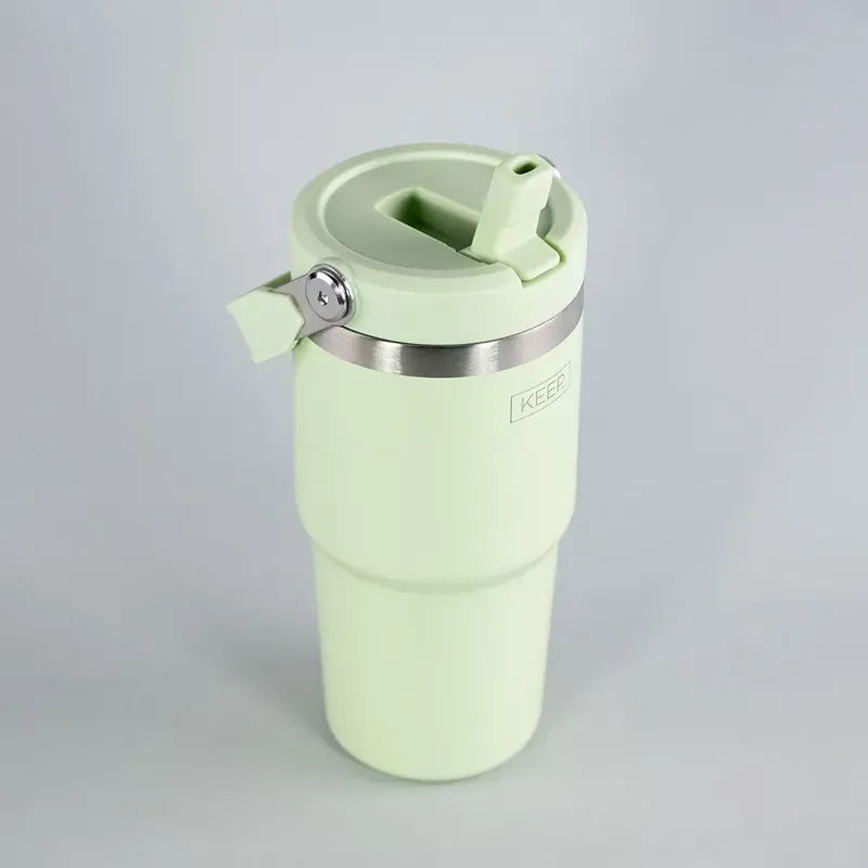 Botella Térmica Keep 590ml Con Mango Verde Lisa