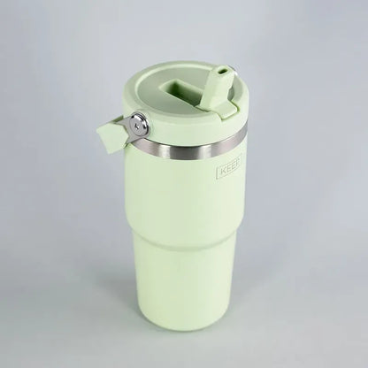 Botella Térmica Keep 590ml Con Mango Verde Lisa