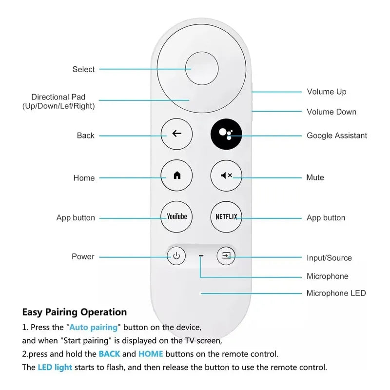 Control Remoto Compatible Con Google Chromecast 4k Tv Hd Blanco