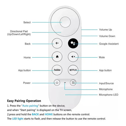 Control Remoto Compatible Con Google Chromecast 4k Tv Hd Blanco