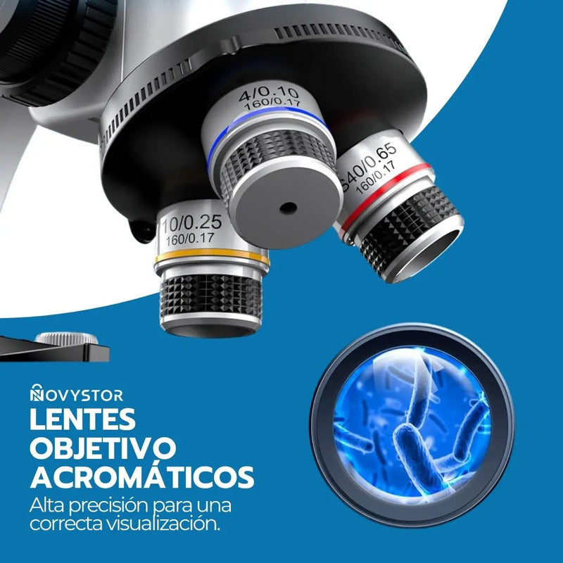 Microscopio Profesional 16000x Con Accesorios Y Muestras Color Blanco