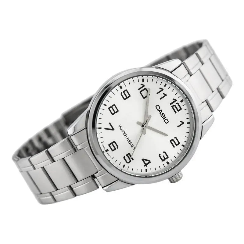 Reloj Pulsera Casio Mtp-v001d-7bu Con Correa De Acero Inoxidable Color Plateado