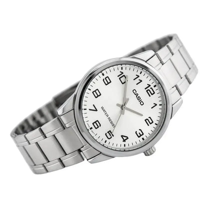 Reloj Pulsera Casio Mtp-v001d-7bu Con Correa De Acero Inoxidable Color Plateado