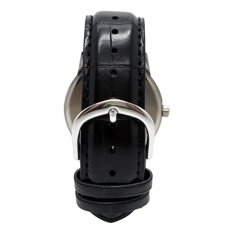 Reloj Pulsera Casio Mtp-v002l-1bu Con Correa De Cuero Color Negro - Bisel Plateado