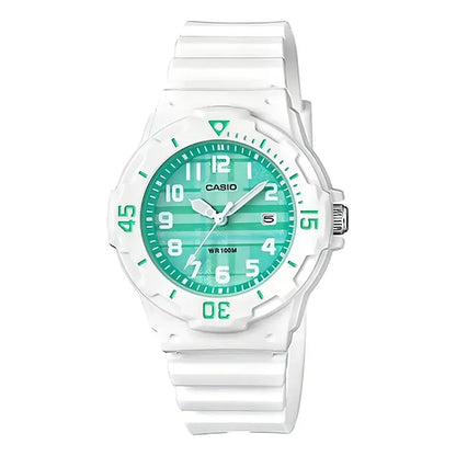 Reloj Casio Lrw-200h-3cv Análogo Para Mujer, Blanco Y Turquesa, 100 M
