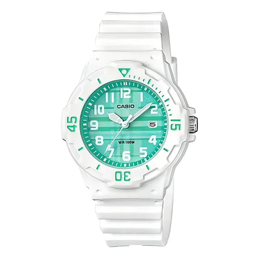 Reloj Casio Lrw-200h-3cv Análogo Para Mujer, Blanco Y Turquesa, 100 M