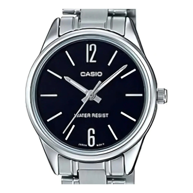Reloj Casio Mujer Modelo Ltp-v005d-1b Plateado Plata Negro