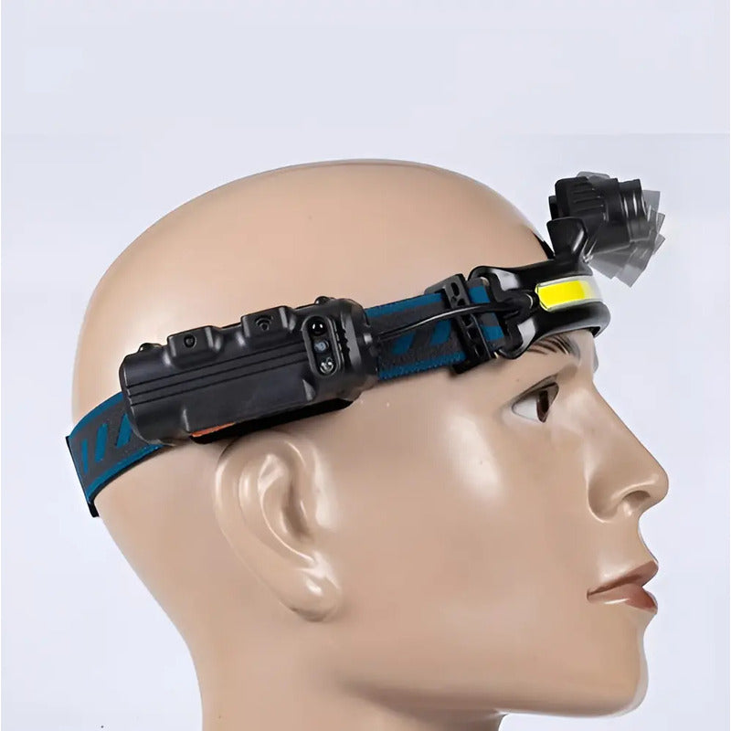 Linterna Frontal Táctica Recargable High Power Headlamp 5000lm Led 150m Frío Negro