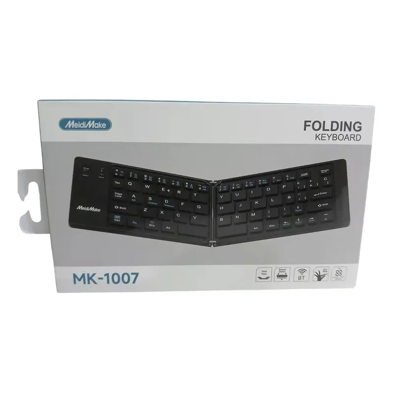 Mini Teclado Plegable Bluetooth Meidimake Mk-1007 Blanco Qwerty Portátil Inglés Internacional