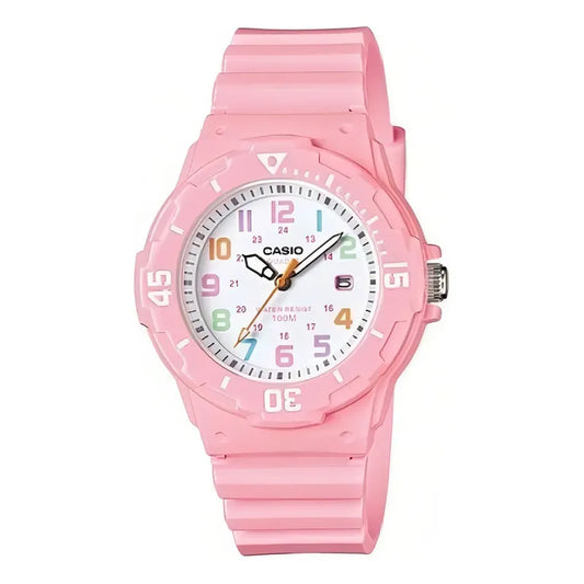 Reloj Casio Mujer Lrw-200h-4b2 Color De La Malla Rosa Color Del Bisel Rosa Color Del Fondo Blanco
