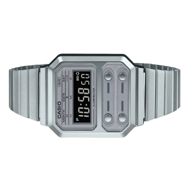 Reloj Casio Vintage A-100we-7b Agente Oficial Casiocentro Plateado