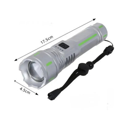Linterna Recargable Usb Super Light Led 10000 Lm Blanco Gris Linterna Reflectante Plateado 2rl Batería Recargable 8800 Mah