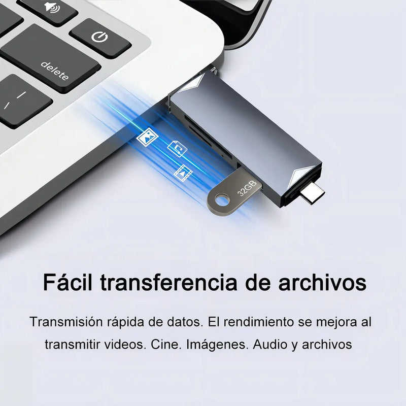 Lector De Tarjetas De Memoria Usb C Adaptador Otg Usb 6 En 1 Gris Espacial