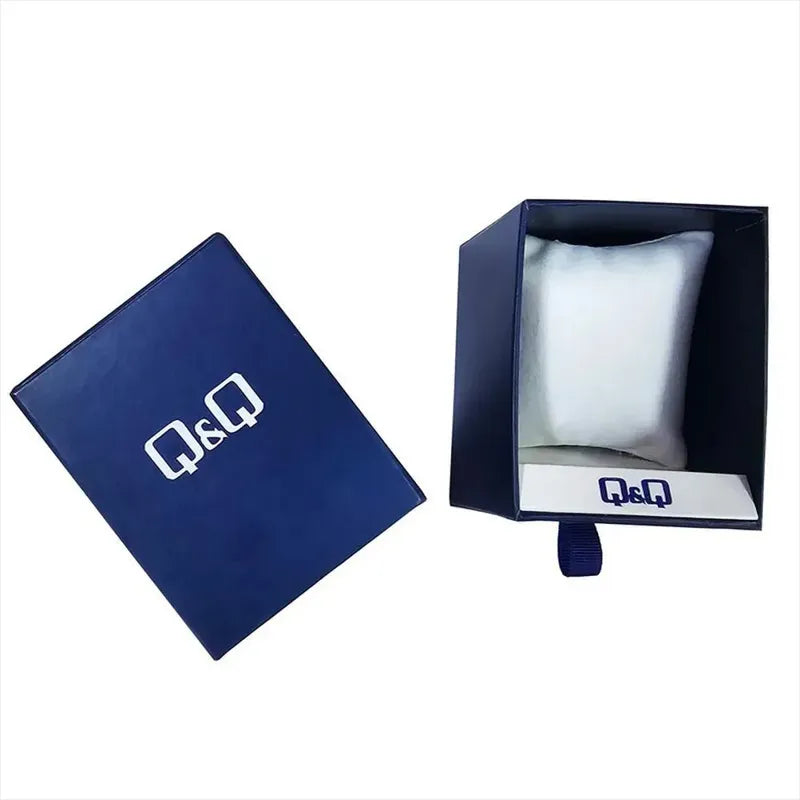 Reloj Q&q Moda Modelo: C04a-041py Gris Plateado Azul Oscuro