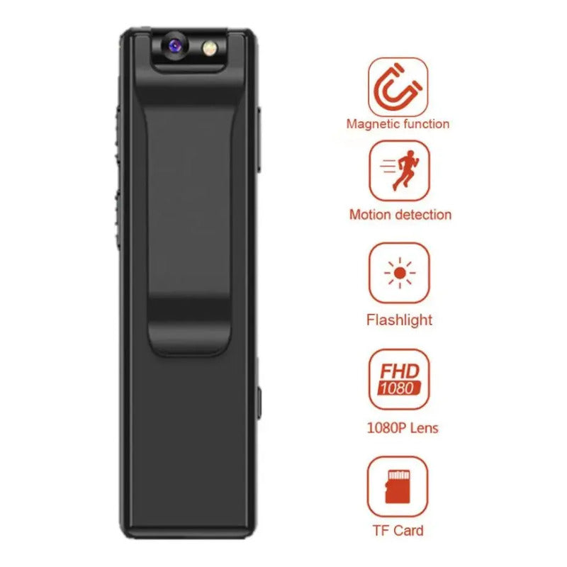 Camara Portatil Hd Diseño Clip Lente Giratorio 1080p 360° Negro