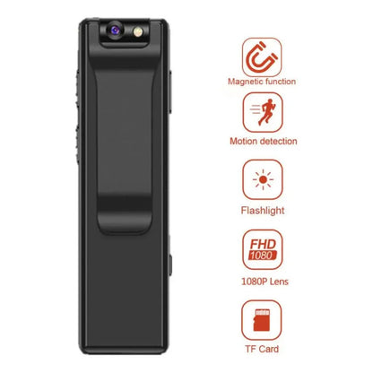 Camara Portatil Hd Diseño Clip Lente Giratorio 1080p 360° Negro