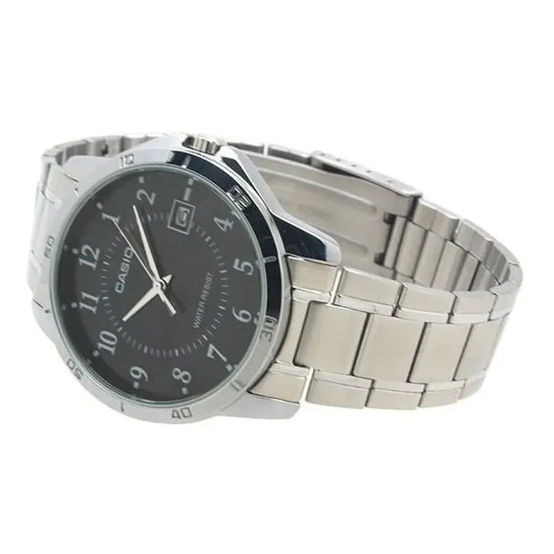 Reloj Pulsera Casio Mtp-v004d-7b Con Correa De Acero Inoxidable Color Plata - Fondo Blanco