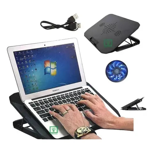 Base Ventilador Notebook Base Cooler Notebook Mesa Enfriador Negro Azul