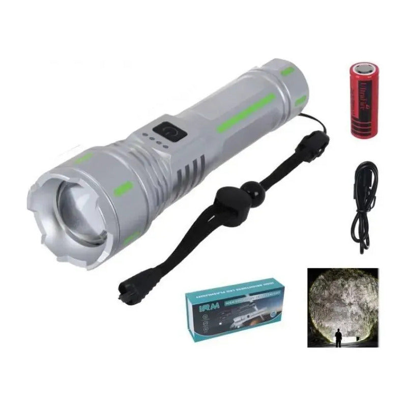 Linterna Recargable Usb Super Light Led 10000 Lm Blanco Gris Linterna Reflectante Plateado 2rl Batería Recargable 8800 Mah