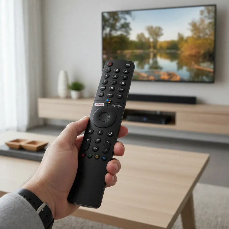 Control Tv Con Voz Xmrm-19 Compatible Para  Xiaomi Mi P1 Q1 Negro