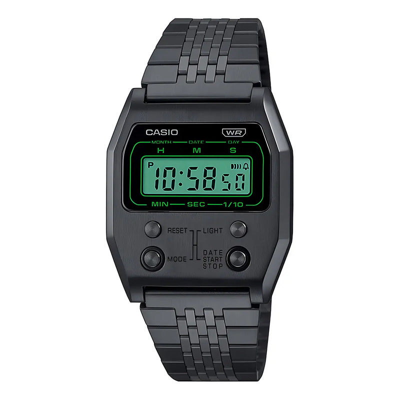 Reloj Digital Casio A1100b-1df Para Adultos Con Correa De Acero Inoxidable Negro