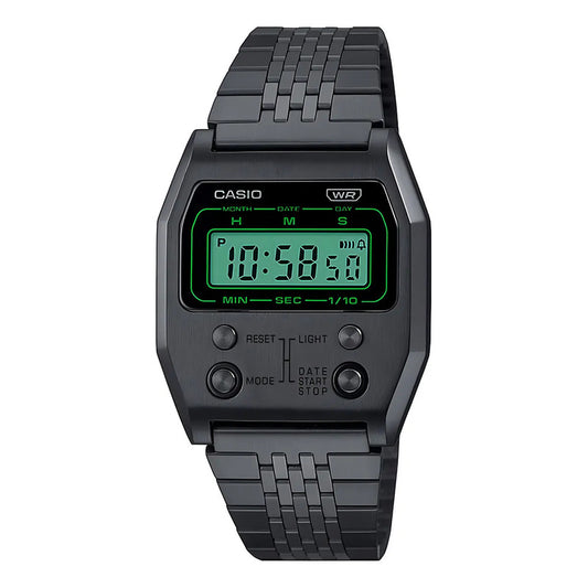 Reloj Digital Casio A1100b-1df Para Adultos Con Correa De Acero Inoxidable Negro