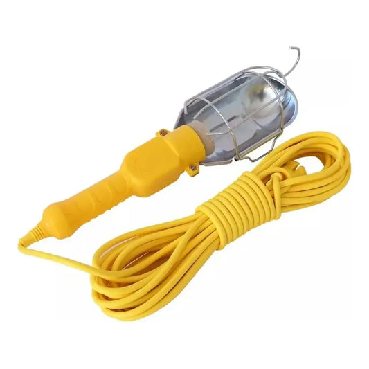 Lampara Portatil Extension Mecanico 10 Metros Trabajo Gancho Amarillo Y Plateado