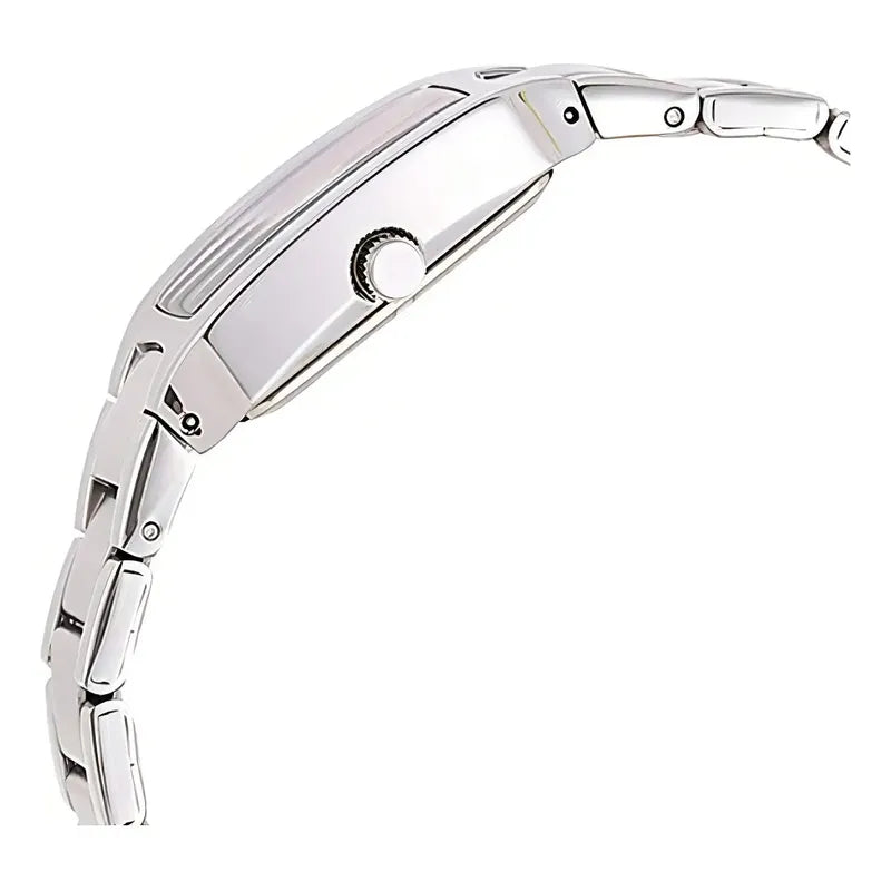 Reloj Casio Para Mujer De Acero Inoxidable Plateado Con Fondo Gris Claro Negro