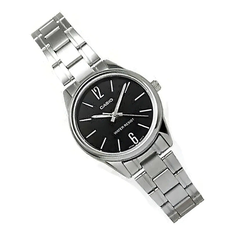 Reloj Casio Mujer Modelo Ltp-v005d-1b Plateado Plata Negro