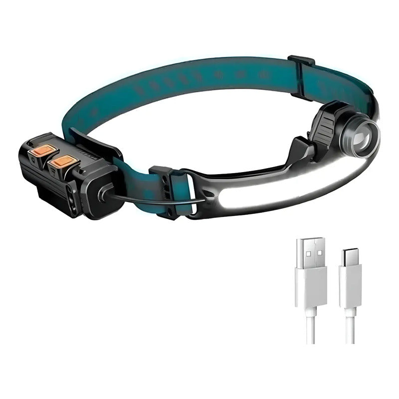 Linterna Frontal Táctica Recargable High Power Headlamp 5000lm Led 150m Frío Negro