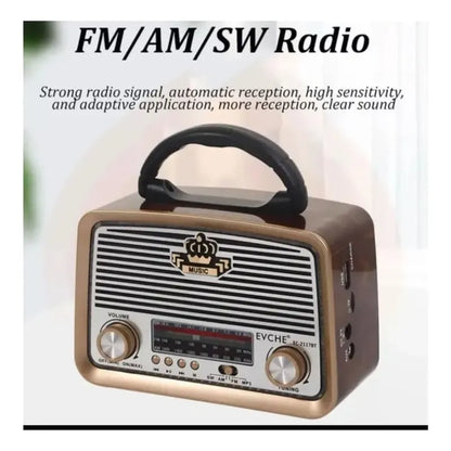 Radio Portátil Recargable Am Fm Sw Usb Tf Mp3 Irm-09027 Marrón