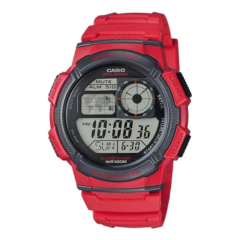 Reloj Casio Digital Deportivo Con Correa Resina Rojo
